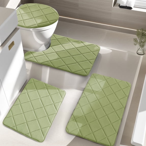 ChakmeOne Memory Foam Bath Mat, Bath Mats for Bathroom Floor - Set of 4 Super Soft Absorbent Non Slip Bathroom Rug Set for Tub and Shower, Home Decor Accessories