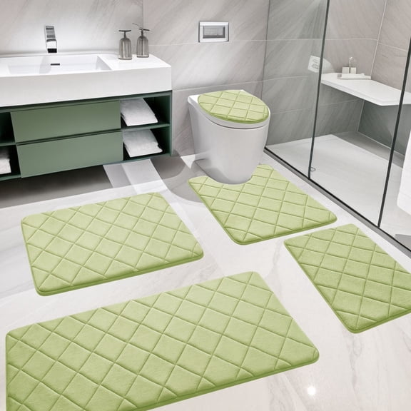 ChakmeOne Memory Foam Bath Mat, Bath Mats for Bathroom Floor - Set of 5 Super Soft Absorbent Non Slip Bathroom Rug Set for Tub and Shower, Home Decor Accessories