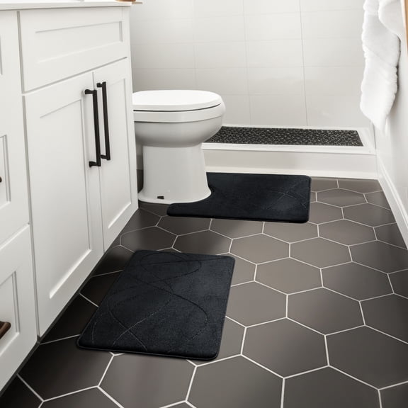 ChakmeOne Bathroom Rugs Sets 2 Piece Super Soft Absorbent Non Slip Bath Mat Sets for Tub ,Shower and Toilet