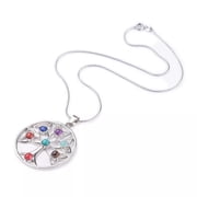 Chakra Alloy Pendant Necklace Stainless Steel Snake Chain Gemstone Tree Of Life Lobster Clasp P369