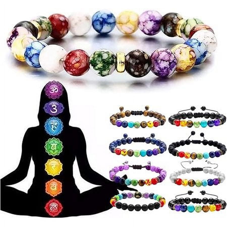 Amazon.com: 7 Chakra Bracelet Natural Stone Bracelets for Women Men  Turquoises Lava Yoga Reiki Meditation Bangle Jewelry,35.Motto,21 cm :  Clothing, Shoes & Jewelry