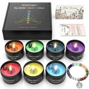 Chakra Candles with Premium Crystal and Healing Stones Luxury Meditation Scented Candles Gift Set for Women Stress Relief Spiritual Decor Healing Candles for Yoga, Aromatherapy