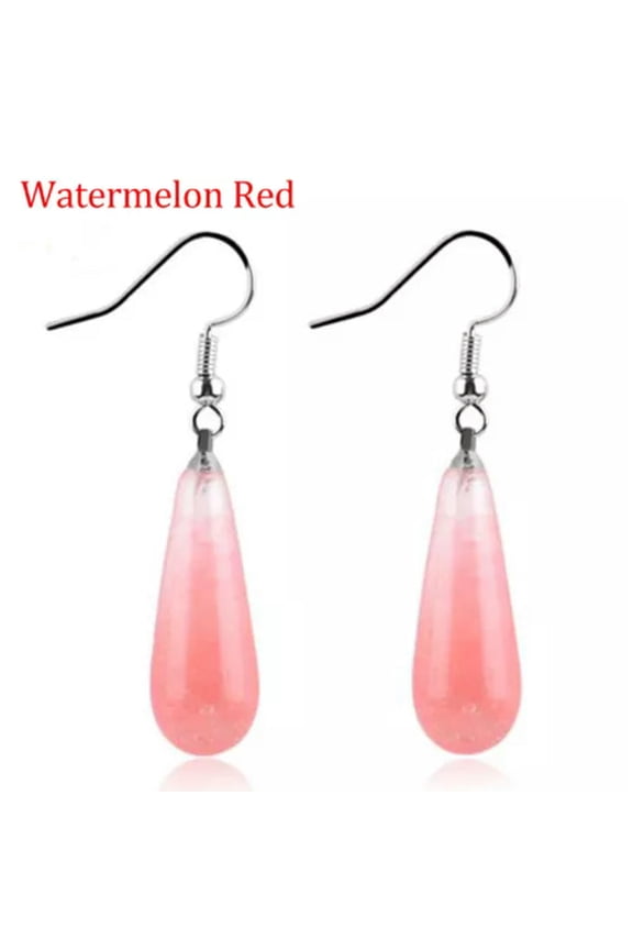 Chakra Crystal Gemstone Long Teardrop Drop Dangle Hook Reiki Earrings Pendant