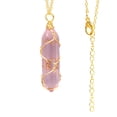 thumbnail image 1 of Chakra Crystal Pendant, Gaqring Natural Quartz Healing Necklace, Hexagonal Pointed Gemstone Pendant for Protection Luck Wealth, Pink, 1 of 1
