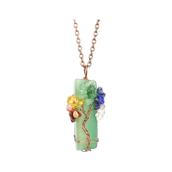 Chakra Crystal Pendant Necklace Stone Handmade Wire Wrap Birthday Gift for Women