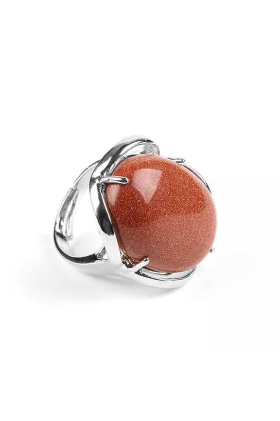 Chakra Crystal Ring Open Adjustable Quartz Stone Hollow Out Healing Reiki Gifts