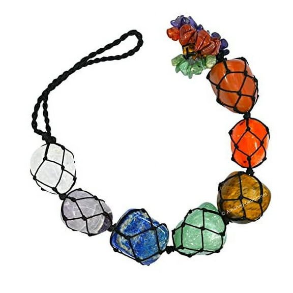 Chakra Crystals Car Mirror Hanging Accessories - Car Hanging Ornament cum Dream Catcher