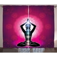 thumbnail image 1 of Ambesonne Colorful Curtains 2 Panel Set, Maroon Yoga, 108" x 90", Pink Black, 1 of 3