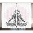 thumbnail image 1 of Ambesonne Yoga Curtains 2 Panel Set, Lotus Mandala, 108" x 84", Black Pink, 1 of 3