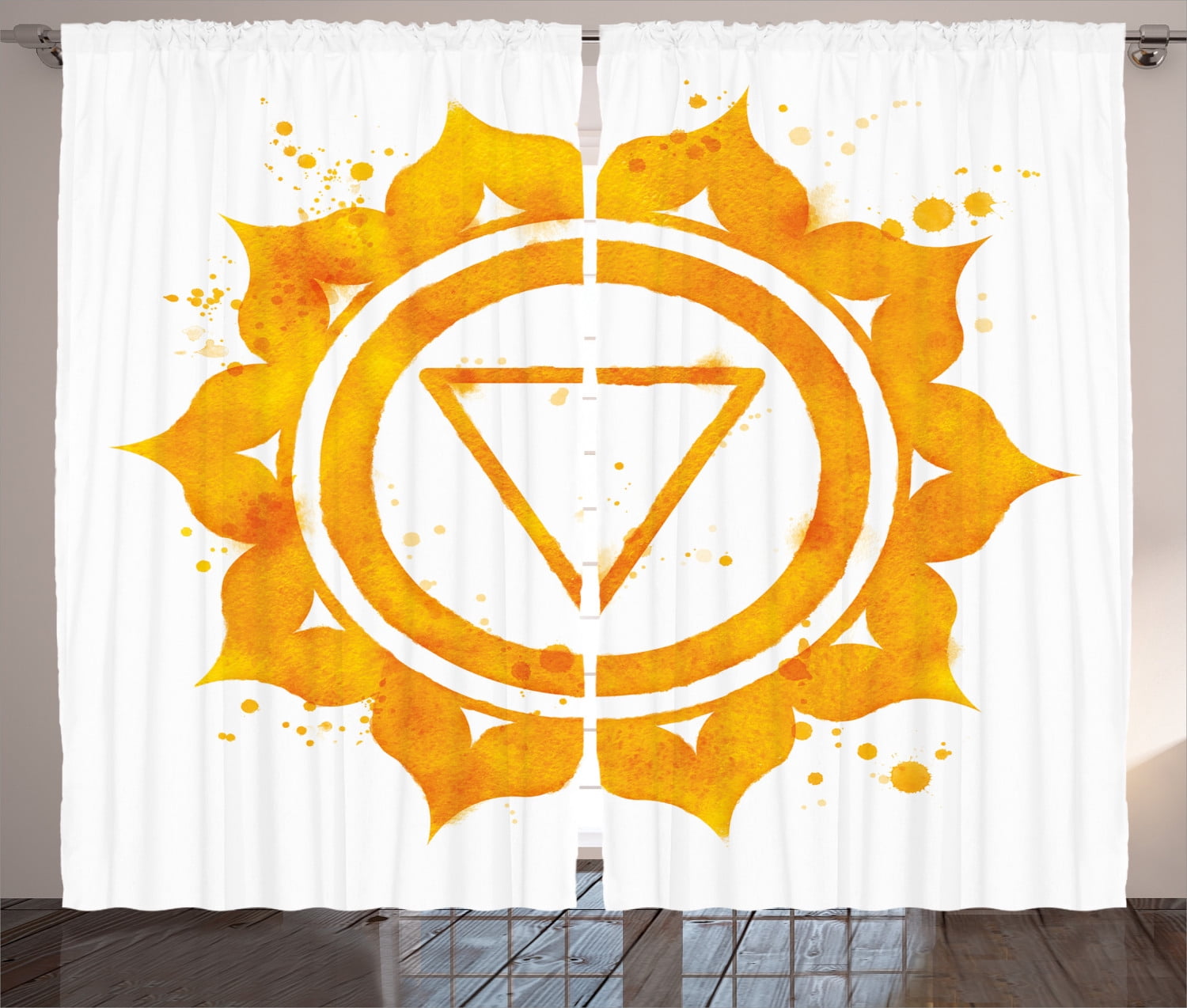 Ambesonne Orange Curtains 2 Panel Set, Watercolor, 108
