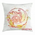 thumbnail image 1 of Chakra Decor Throw Pillow Cushion Cover, Round Sketchy Chakra Wheel with Watercolor Splashes Brushstrokes Ground Image, Decorative Square Accent Pillow Case, 24 X 24 Inches, Red Yellow, by Ambesonne, 1 of 2