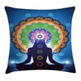 thumbnail image 1 of Chakra Decor Throw Pillow Cushion Cover, Silhouette of Woman Doing Yoga with Vertical Blending Effects and Mesh Peace Motif, Decorative Square Accent Pillow Case, 18 X 18 Inches, Multi, by Ambesonne, 1 of 2