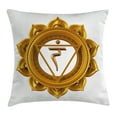 thumbnail image 1 of Chakra Decor Throw Pillow Cushion Cover, Chakra Symbol in Flower Rounded Original Design Spiritual Power Life Force Image, Decorative Square Accent Pillow Case, 16 X 16 Inches, Gold, by Ambesonne, 1 of 1