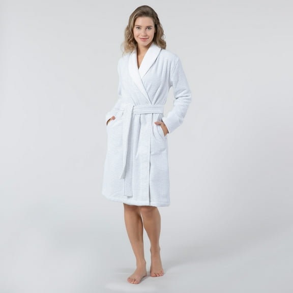 Chakra Felipe Women's Stylish and Comfortable Bathrobe - Soft Texture, Lightweight and Water Absorbent Design, For Home and Spa Use | L - White