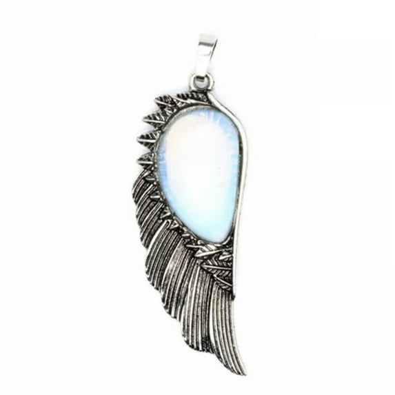 Chakra Gemstone Crystal Angel Wing Pendant Luck Energy Reiki Healing Amulet Gift