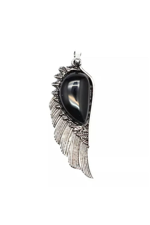 Chakra Gemstone Crystal Angel Wing Pendant Luck Energy Reiki Healing Amulet Gift