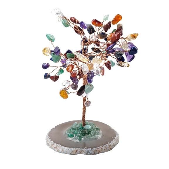 Chakra Healing Crystal Tree 3.15In Natural Stone Ornament for Tabletop, Seven Gemstones Wire Tree for Spiritual Decor Yoga Studio Gift, 1Pc Ornament