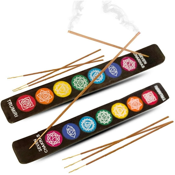 Chakra Incense Holder Burner Ash Catcher Wooden Fatti Plate Tray for Sticks and Cones Pack of 2