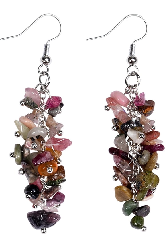 Chakra Stone Beaded Dangle Earrings for Women , Colorful Natural Stones Crystals Drop Earrings for Meditation Yoga Jewelry[q6003]