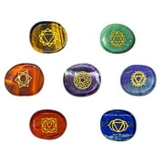 Chakra Stones with Engraved Symbols for Reiki Healing and Meditation - with Chakras Chart and Affirmations