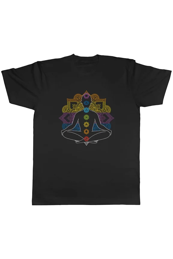 Chakra Symbols Mandala Colour Yoga Spiritual Meditation Zen Graphic Unisex T-Shirt, S-5XL