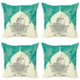 thumbnail image 1 of Chakra Throw Pillow Cushion Case Pack of 4, Grungy Display Vintage Image with Dancing Lady Generated with Angled Print, Modern Accent Double-Sided Print, 4 Sizes, Blue Beige, by Ambesonne, 1 of 6