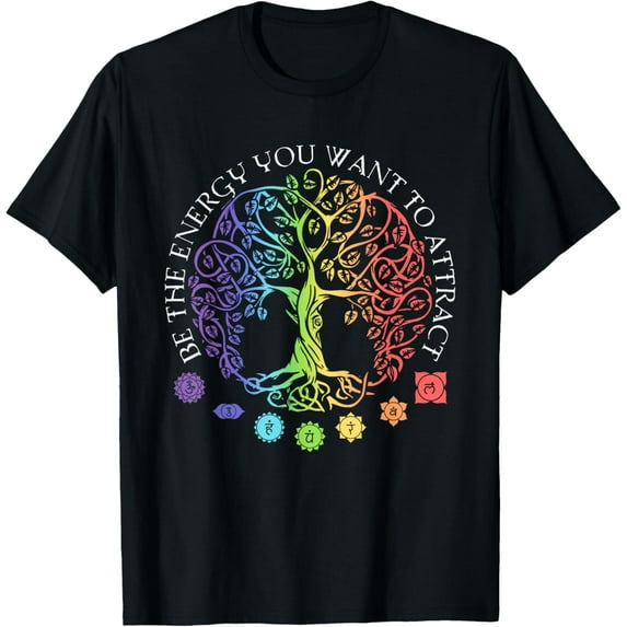Chakra Tree Of Life Mandala Zen Yoga Om Symbol Buddhism T-ShirtMen's and women's gift, black and white T-shirt, size: Extra large S-4XL
