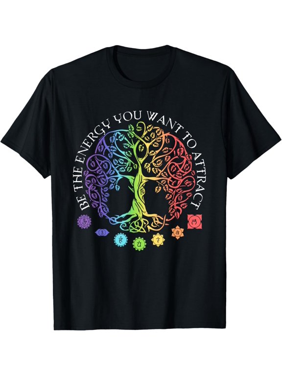 Chakra Tree Of Life Mandala Zen Yoga Om Symbol Buddhism T-ShirtMen's and women's gift, black and white T-shirt, size: Extra large S-4XL