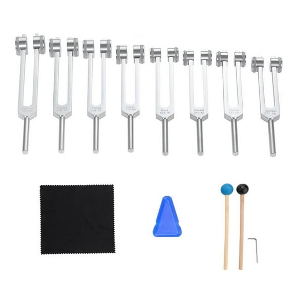 Chakra Tuning Fork Set, 7 Chakra+1 Soul Purpose Weighted Tuning Forks for ,Yoga, Sound Healing silver