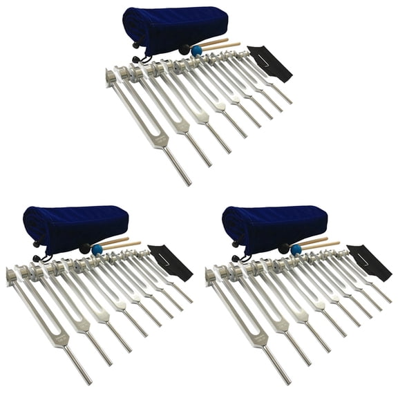 Chakra Tuning Fork Set for Healing, 24 Pieces Silver Chakra Tuning Fork for