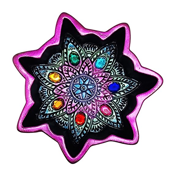 Chakra with Stones 4.5 Inch Handcrafted Resin Ashtray | Colorful Crystal Stone Design for Meditation, Relaxation, and Gifting