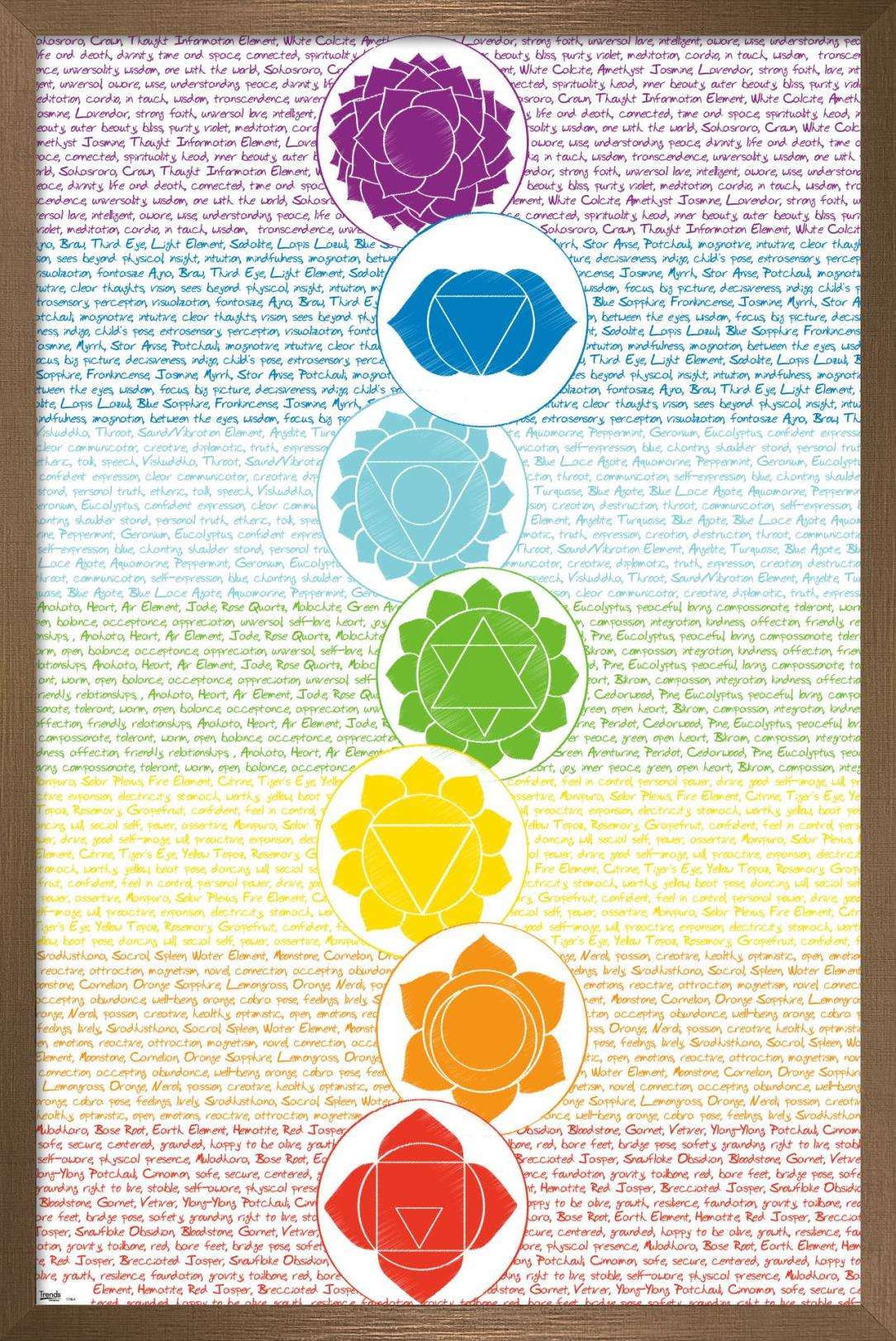 Chakras Wall Poster, 14.725" x 22.375", Framed