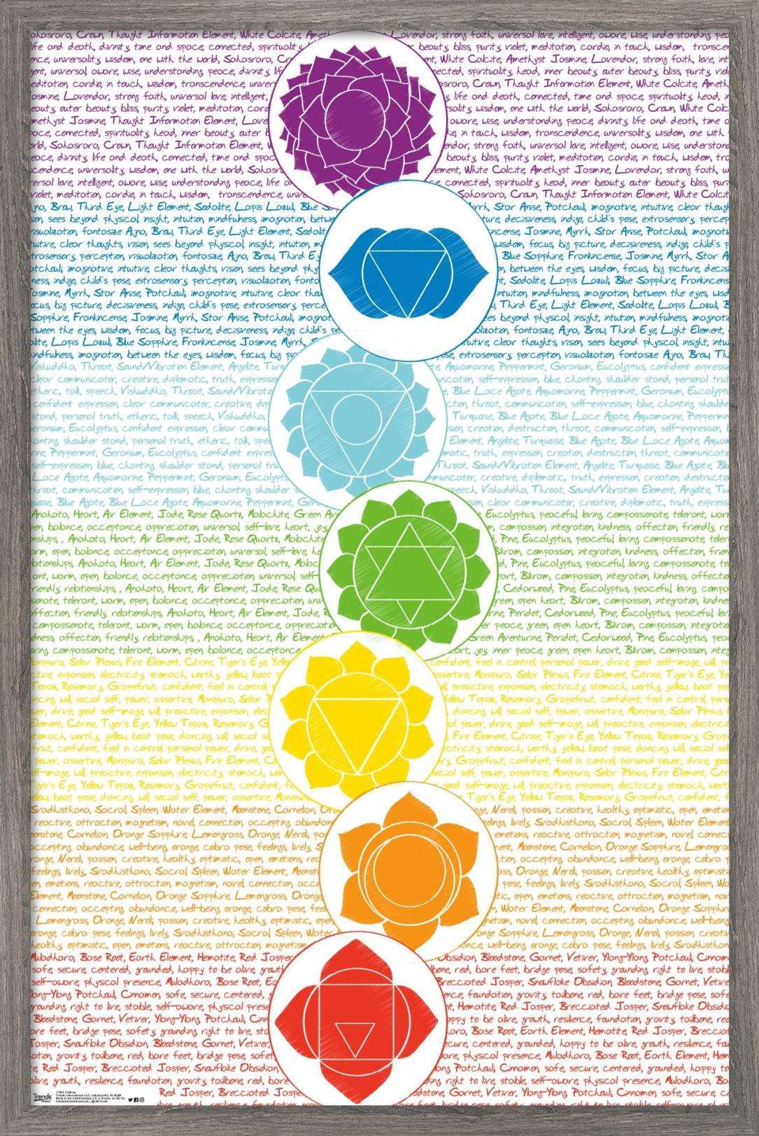 Chakras Wall Poster, 14.725" x 22.375", Framed