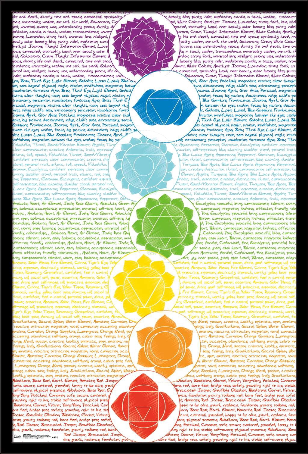 Chakras Wall Poster, 22.375" x 34", Framed