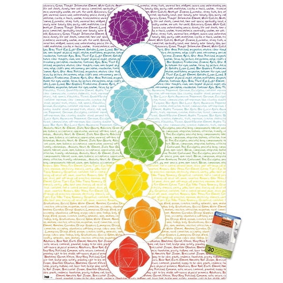 Chakras Wall Poster with Push Pins, 22.375" x 34"