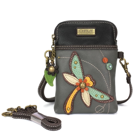 Chala Women's Adjustable Strap Fabric Lining PU Leather Crossbody Purse, Grey