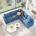 thumbnail image 1 of Chalantevo 5-Seat Modular Sectional Sofa, 97" Chenille V-Shaped Couch with Storage Armrests,Blue, 1 of 8