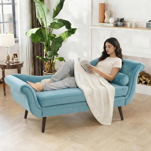 Chalantevo 68" Modern Velvet Chaise Lounge Sofa,Tufted Design with High-Density Foam,Easy Assembly,for Living Room, Bedroom, Apartment,Green