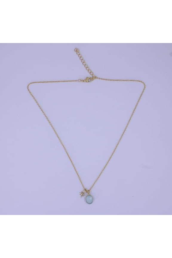 Chalcedony 18k Gold Plated Necklace, pendant Chain jewelry