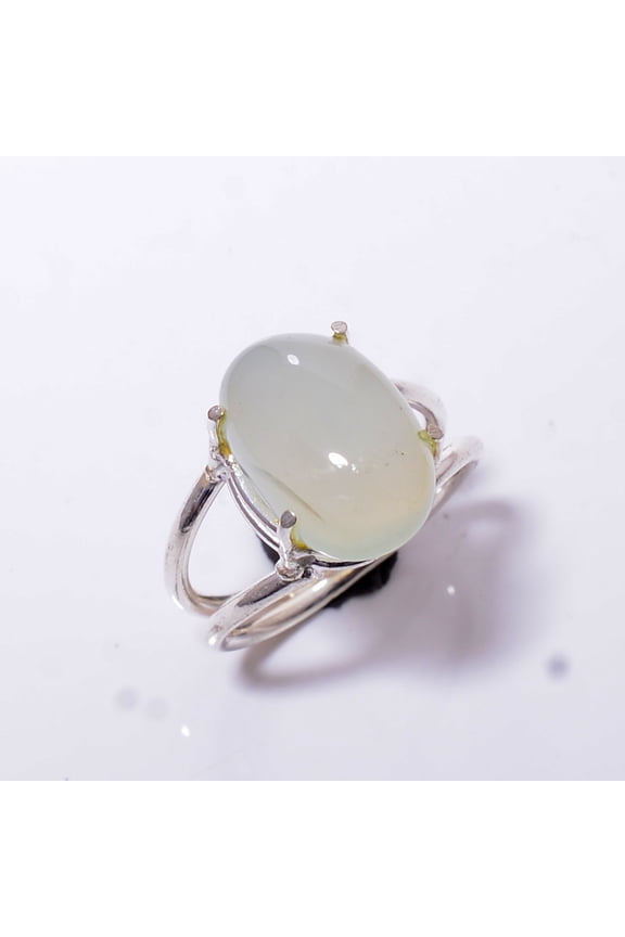 Chalcedony - Brazil Gemstone 925 Sterling Silver Handmade Ring S.7 R51