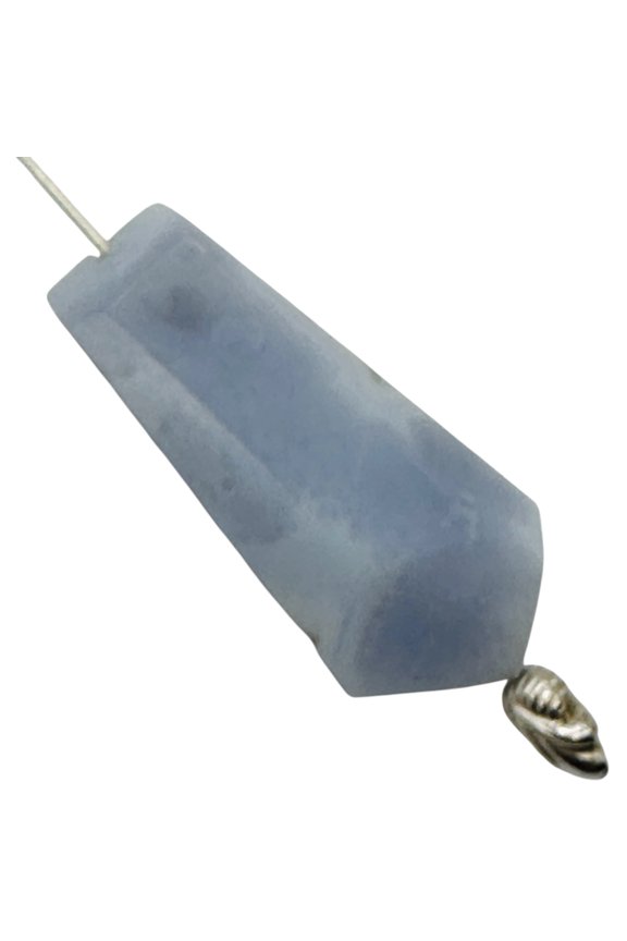 Chalcedony Druzy 42ct Designer Cut Pendant Bead | 37x17x10mm | Blue | 1 Bead |