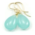 thumbnail image 1 of Chalcedony Earrings Aqua Blue Smooth Pear Shaped Teardrop 14k Gold Filled Dangles Spyglass Designs, 1 of 2