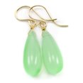 thumbnail image 1 of Chalcedony Earrings Soft Green Smooth Long Teardrop 14k Gold Filled Dangles Spyglass Designs, 1 of 2
