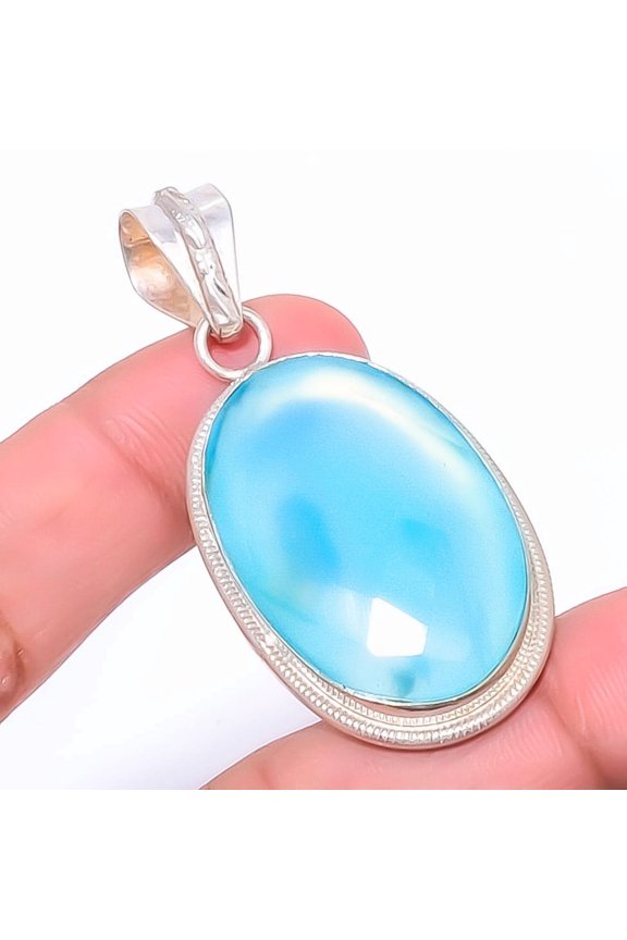 Chalcedony Handmade 925 Sterling Silver Jewelry Pendant 2.07" A324, Gemstone Silver Jewelry, New Year Sale, Valentin's Day Gift