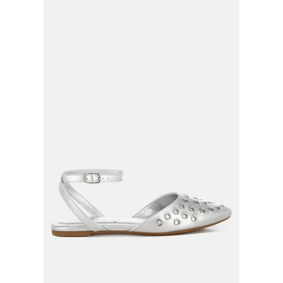 Chalcis Metallic Eyelet Detail Flat Sandals