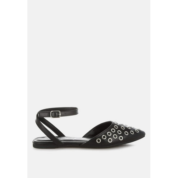 Chalcis Metallic Eyelet Detail Flat Sandals