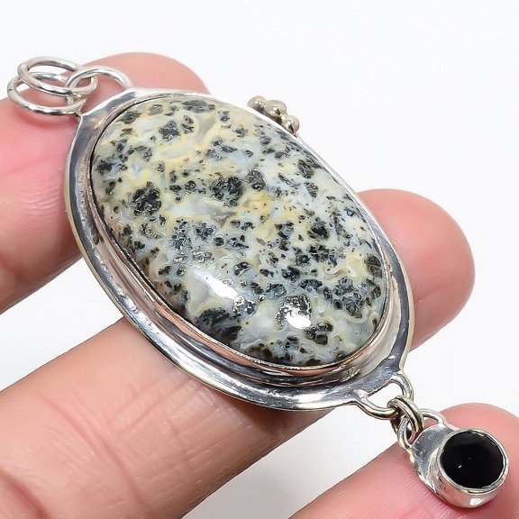 Chalcopyrite & Black Onyx 925 Sterling Silver Jewelry Pendant 2.7" T96, Chalcopyrite Pendant, Christmas Gift, New Year Sale, Gemstone Silver Jewelry