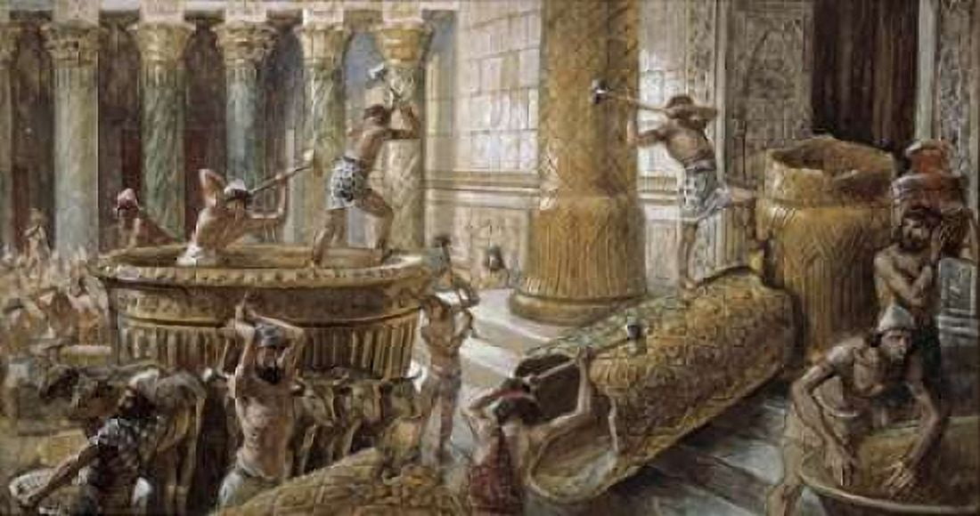 Chaldees Destroy The Brazen Sea Canvas Art - James Jacques Tissot (24 x 36)