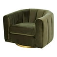 thumbnail image 1 of Chaldon Modern Living Room Round Back Velvet Swivel Chair in Green, 1 of 6