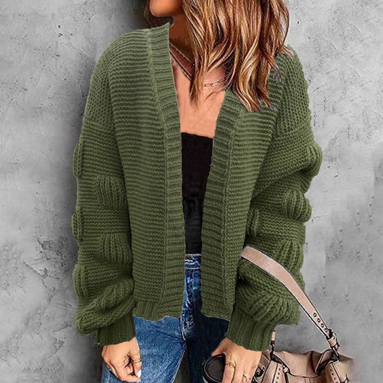Chalecos De Mujer De Vestir Knitted Sweater Women s Top High Neck Loose Fitting Fashion Cardigan Sweaters for Women Warm New Style Cardigans Womens Cardigans Lightweight Walmart